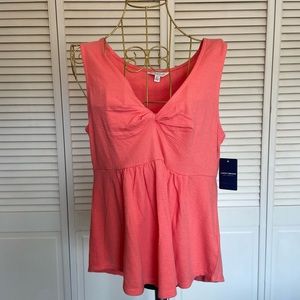 Lucky Brand Front-Knot Coral Babydoll Top Size Small NWT
